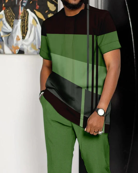 Men's Casual Colorblock Walking Suit-026