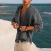 Men's Linen Simple Design Long Sleeve Shirt