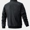 Suede Bomber Jacket With Quilted Liner