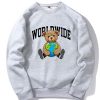 Worldwide Bear Print Raglan Sleeves Sweatshirt