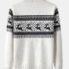 Christmas Moose Print Half Zip Sweater