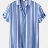 Stripe Print Button Up Shirt & Swim Shorts