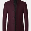 Stand Collar Wool Blended Blazer