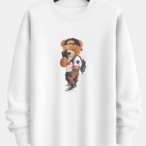 Selfie Bear Print Relax Fit Sweatshirt