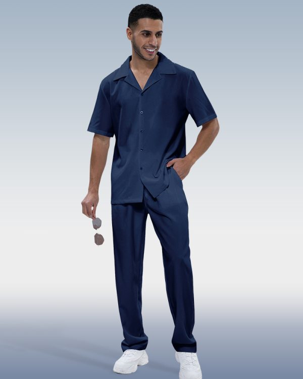Suitmens Men's Solid Short Sleeve Walking Suit 3 Colors
