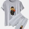 Basketball Bear Print T-Shirt & Shorts