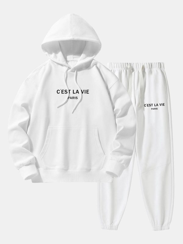 Paris Print Cotton Blend Hoodie & Jogger Pants