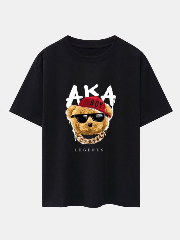 Rapper Bear Print Heavy Weight Oversize T-Shirt