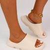 Thick-bottomed Solid Color Bathroom Home Sports Slippers, Beige Women's Slippers