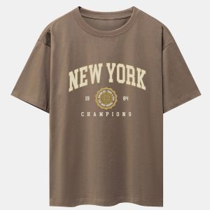 New York Varsity Print Heavy Weight Oversize T-Shirt & Jersey Shorts