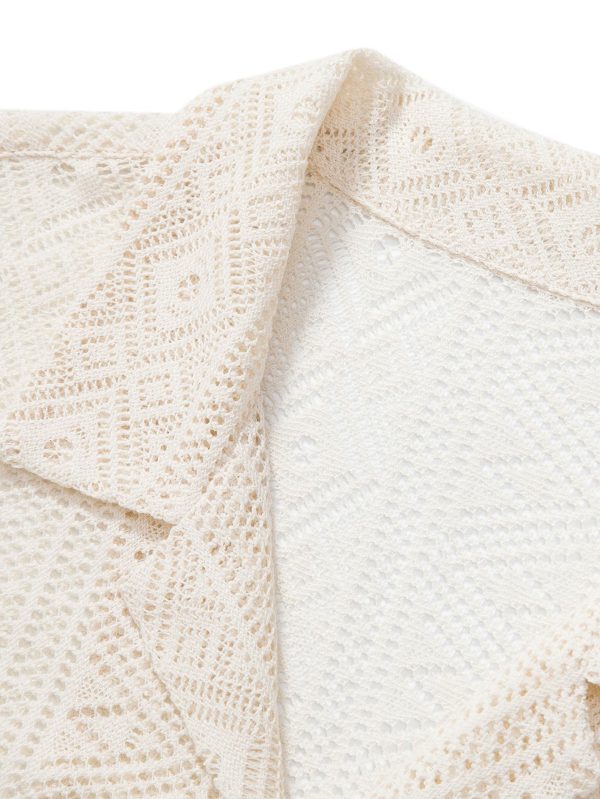 Short Sleeve Geometry Textured Cuban Shirt