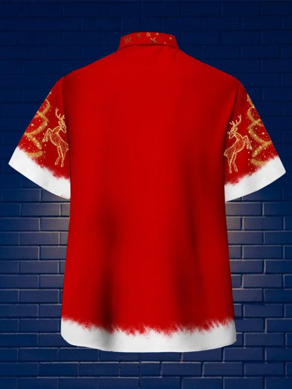 d713f080c9e19ab714065099b28b217c1c9ea060f162bf0a61ebeecf238ad3aa.jpg Men's New Santa Outfit Print Casual Breathable Hawaiian Short Sleeve Shirt