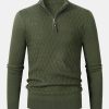 Diamond Mock Neck Quarter Zip Sweater