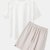 Heavy Weight Oversize T-Shirt &  Loose Fit Drawstring Waffle Shorts