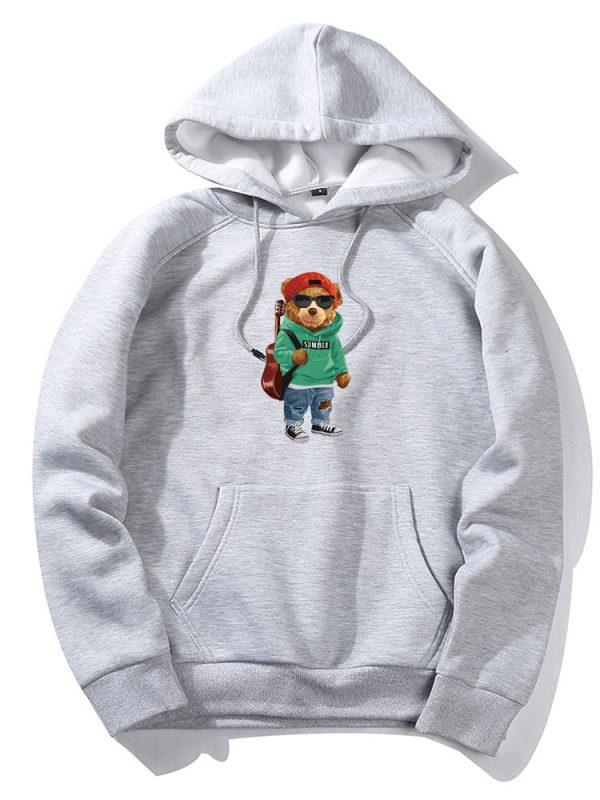 Guitar Bear Print Hoodie