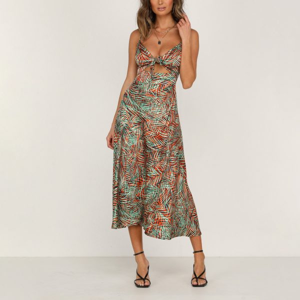 Elegant Print Suspender Dress