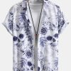 Skull Floral Print Button Up Shirt