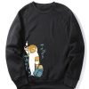 Cute Cat Print Raglan Sleeve Sweatshirt