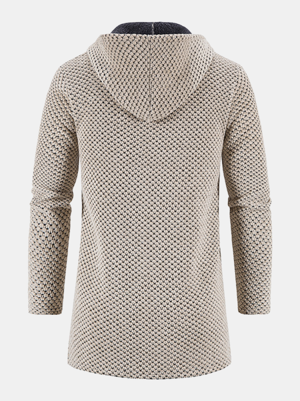 Long Line Textured Hooded Sweater