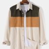 Long Sleeve Corduroy Patchwork Shirt