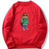 Guitar Bear Print Raglan Sleeves Sweatshirt