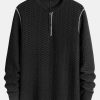 Long Sleeve Muscle Fit Knitted Textured Henley Shirt