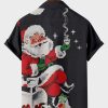 Vintage Joyful Cozy Santa Graphic Short Sleeves Shirts