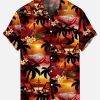 Suitmens Men's Men's Tiki Style Hawaiian Vacation Print Three-Piece Set 035