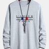 Long Sleeve Paris Slogan Print Cotton T-Shirt