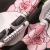 Skull Rose Print Button Up Shirt