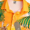 Casual Festive Collection Retro Christmas Santa Claus and Elk Elements Pattern Lapel Short Sleeve Shirt Print Top