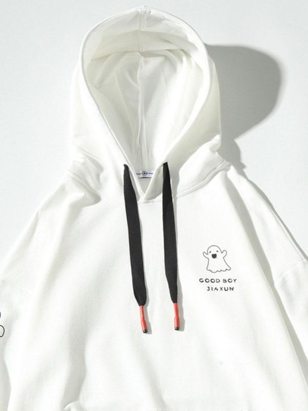 Relax Fit Ghost Print Hoodie