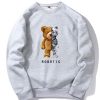 Robot Bear Print Raglan Sleeves Sweatshirt & Jogger Pants