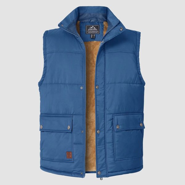 dee82ba1cd32908875ec6e60fca45a33f9bbef2a528313540da448b1b2fcacf2.jpg Men's Outerwear Vests Sleeveless Winter Stand Collar Padded Vest Warm Fleece Lined