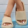 Women Beige Soft Thick Bottom Slides, Anti-slip Bathroom Slippers