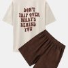 Slogan Back Print Oversize T-Shirt & Corduroy Shorts