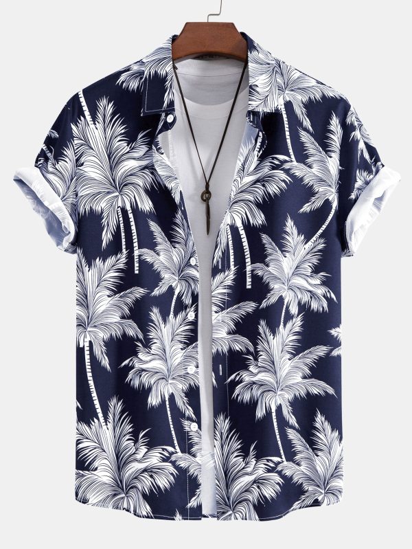 e02d7db81a8b4611fc06f2e153186a8702056598e3d5323aafd944268be52239.jpg Palm Tree Print Button Up Shirt & Swim Short