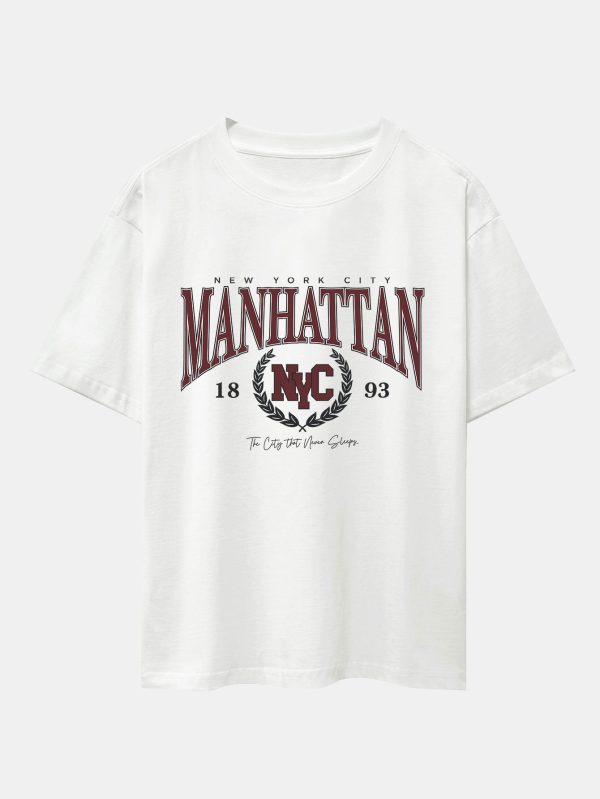 e0a164ae9e4590a5dadac0887eaad2af676aa8efa8fc2d0dc372fc93b38cb075.jpg Manhattan Varsity Print Heavy Weight Oversize T-Shirt