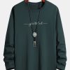Long Sleeve Grateful Print Cotton T-Shirt
