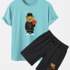 Basketball Bear Print T-Shirt & Shorts