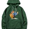Break Dance Bear Print Hoodie