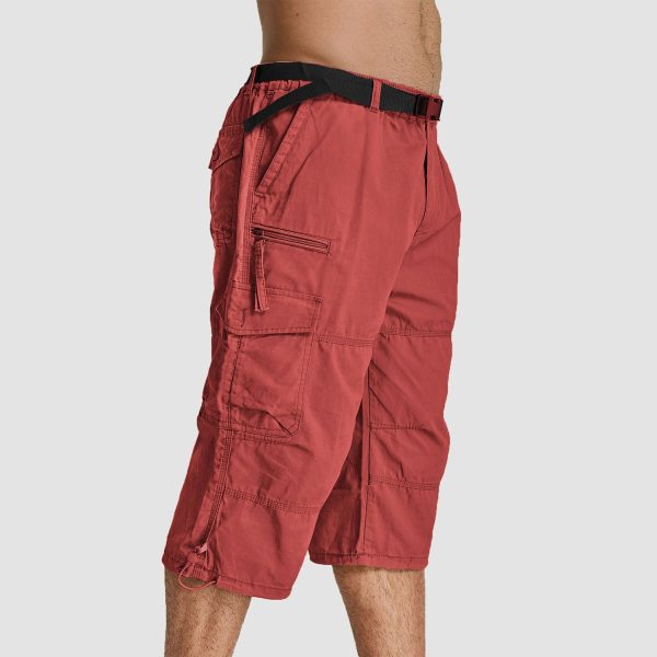 e25e43ec66668e4f83377f876ef65e3d6a83f75e933b7805e2ba1945260e0b9d.jpg Men Summer Casual 3/4 Long Cargo Shorts Twill Cotton Elastic Waist Multiple Pockets Comfortable Capris Trousers