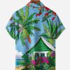 Christmas Bigfoot Chest Pocket Short Sleeve Casual Shirt