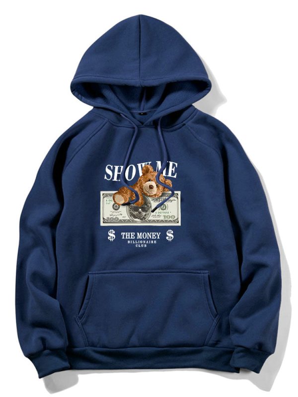 Money Bear Print Hoodie