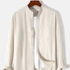Long Sleeve Stand Collar Corduroy Shirt
