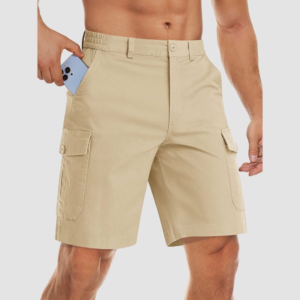 Men's Cargo Shorts with Multi Pockets for Work Elastic Waist Casual Cotton Shorts