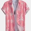 Palm Tree Print Button Up Shirt & Swim Shorts