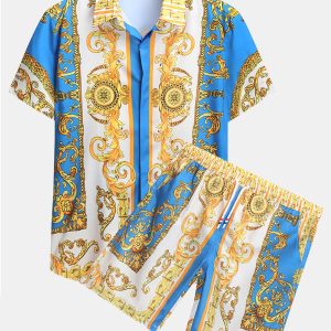 e5592d9bde704d58761df4097d4b439e18a3502e303b41250d6a8c5f22979cee.jpg Baroque Print Button Up Shirt & Shorts