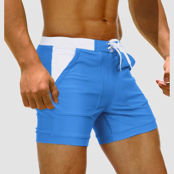 e5afb26d6039f46447b070da3db20ca4df56b644f2a60ed944f36d6664f4f4d9.jpg Men's Swim Trunks Square Leg with Pockets Mesh Lining Beach Shorts Underwear