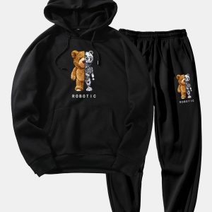 Robot Bear Graphic Hoodies & Jogger Pants